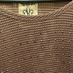 Brown Knit Sweater with Studs